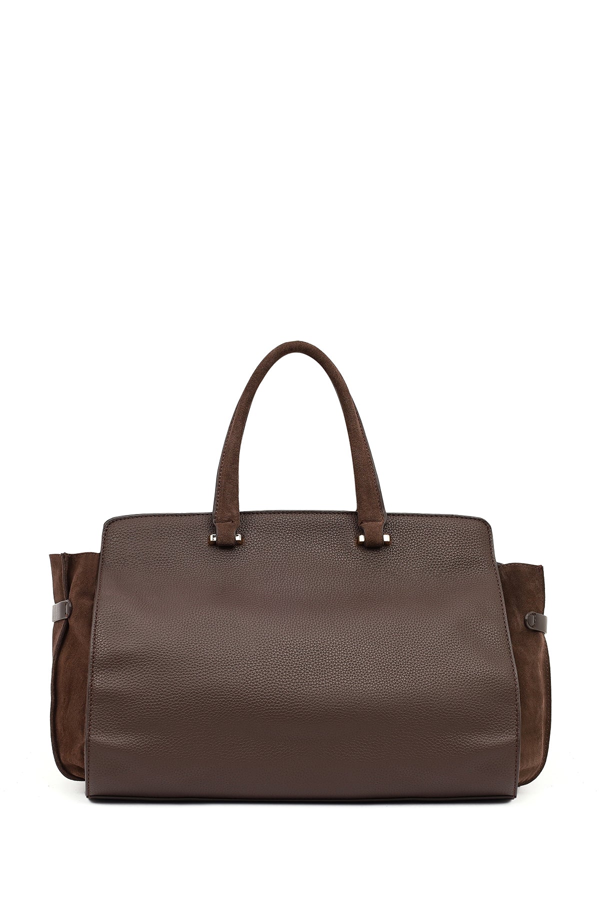 Kadın Kahverengi Uzun Askılı Aksesuarlı Süet Kol Çantası