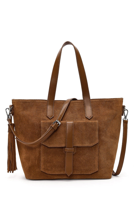 Kadın Taba Uzun Askılı Süet Omuz Çantası