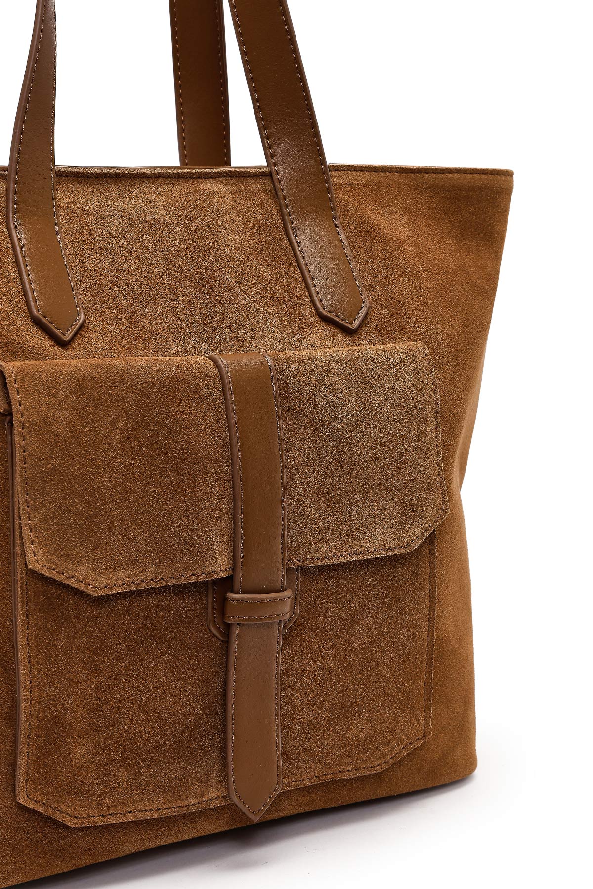 Kadın Taba Uzun Askılı Süet Omuz Çantası