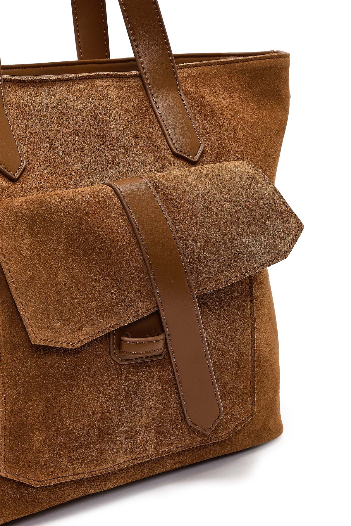 Kadın Taba Uzun Askılı Süet Omuz Çantası