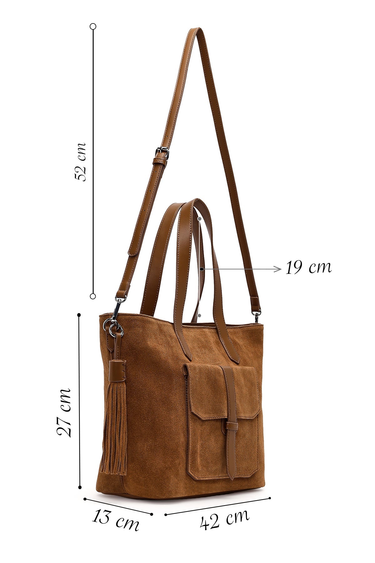 Kadın Taba Uzun Askılı Süet Omuz Çantası