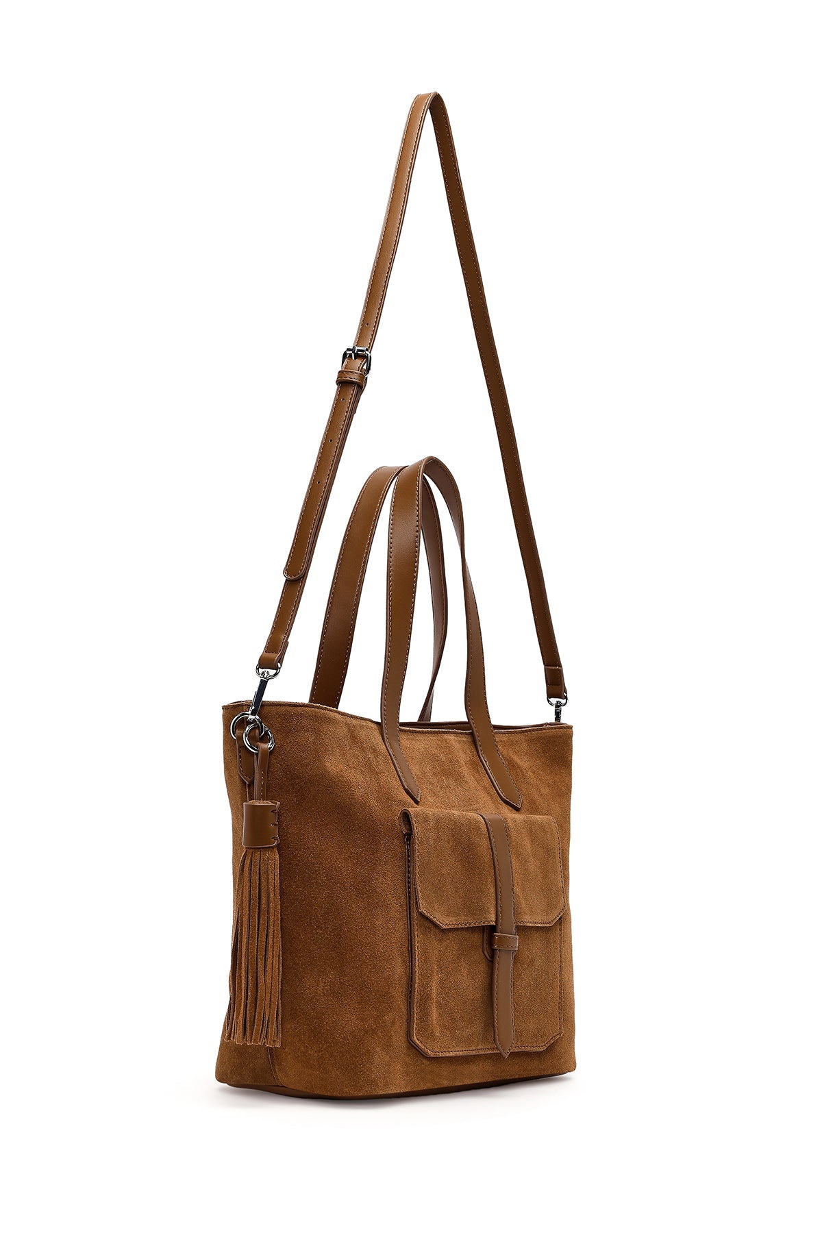 Kadın Taba Uzun Askılı Süet Omuz Çantası