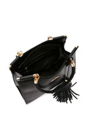 Kadın Siyah Baskılı Uzun Askılı Omuz Çantası