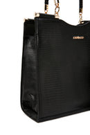 Kadın Siyah Baskılı Uzun Askılı Omuz Çantası