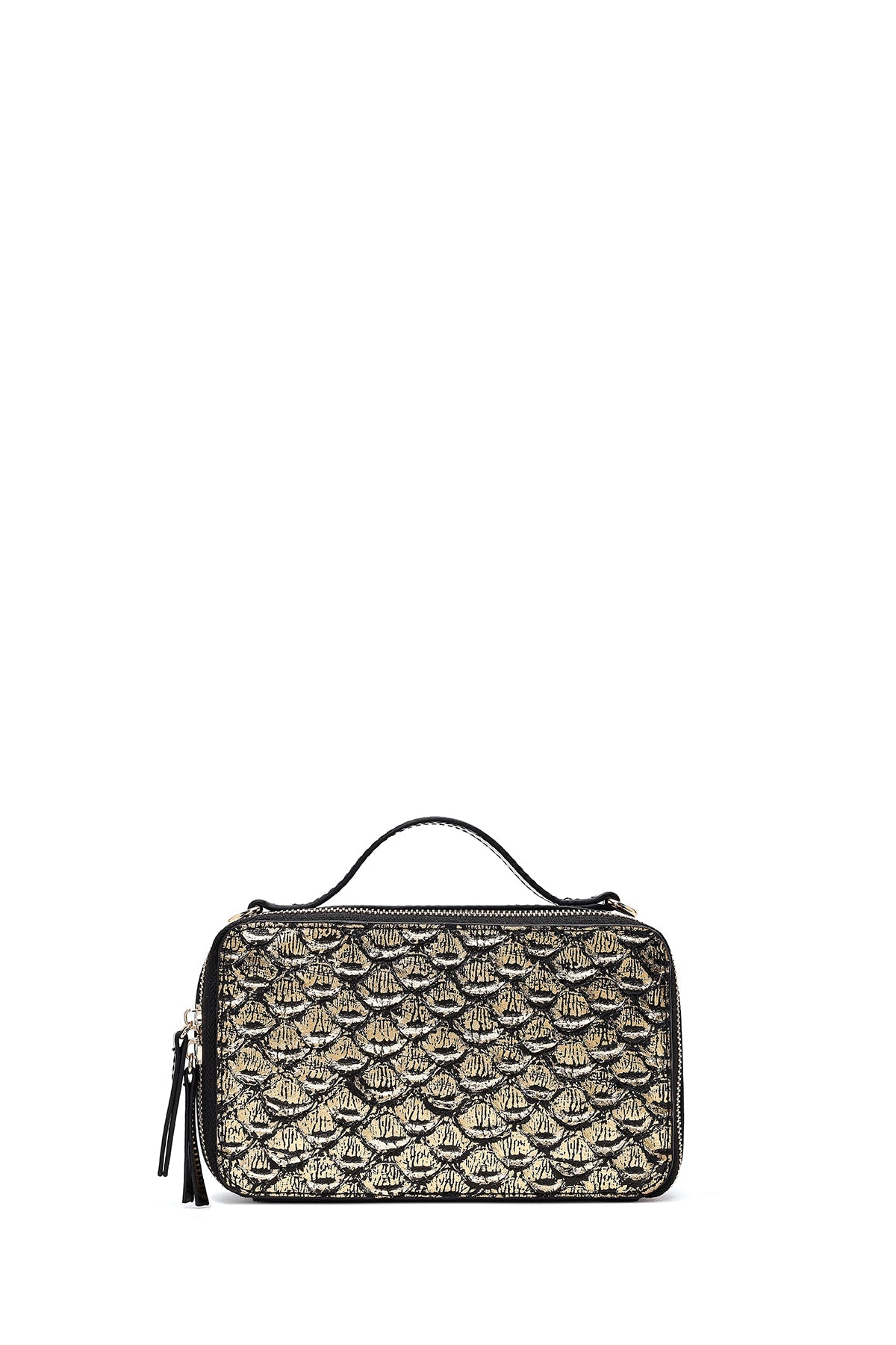 Kadın Siyah Uzun Askılı Rugan Mini Kol Çantası