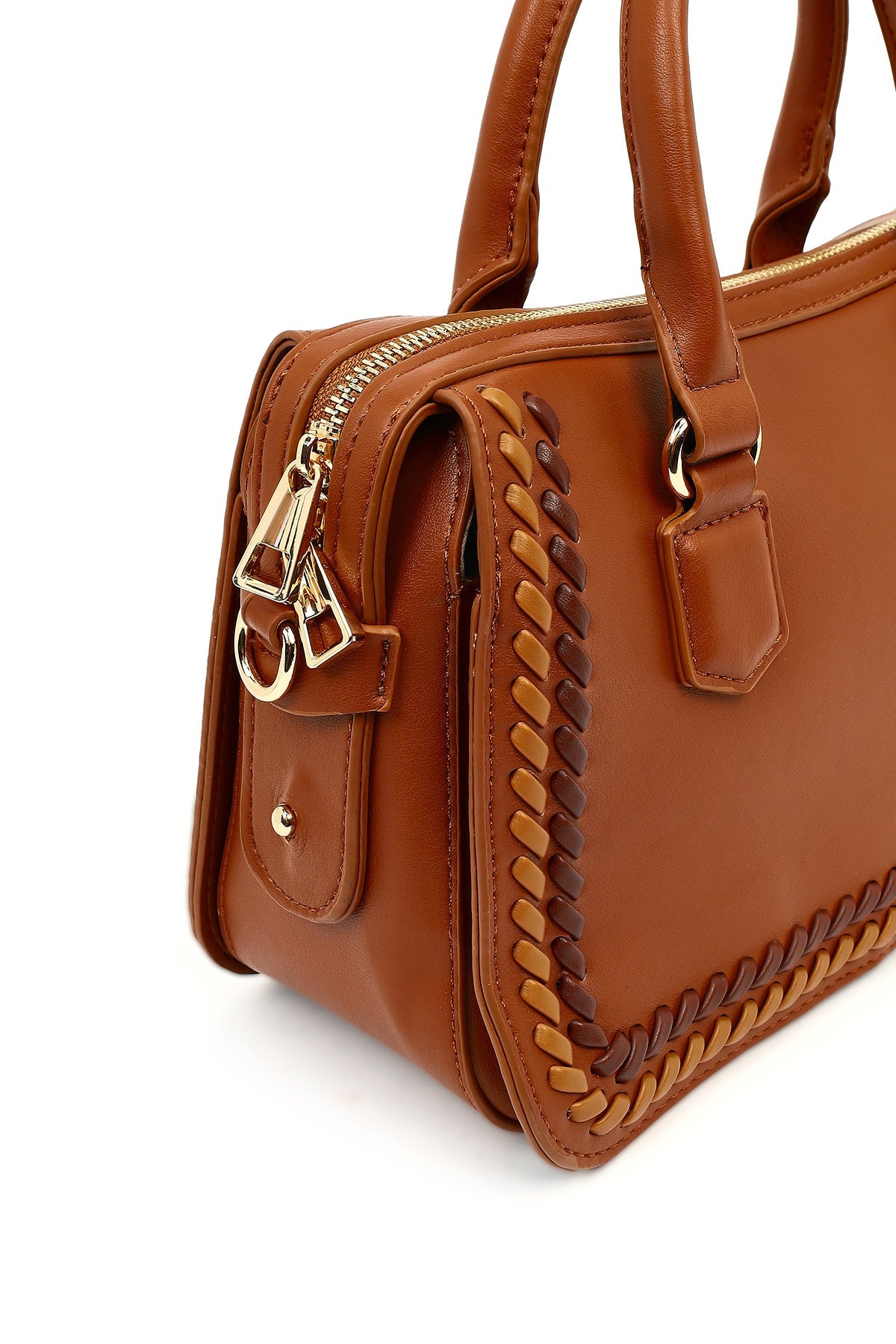 Kadın Taba Uzun Askılı Örgü Detaylı Kol Çantası