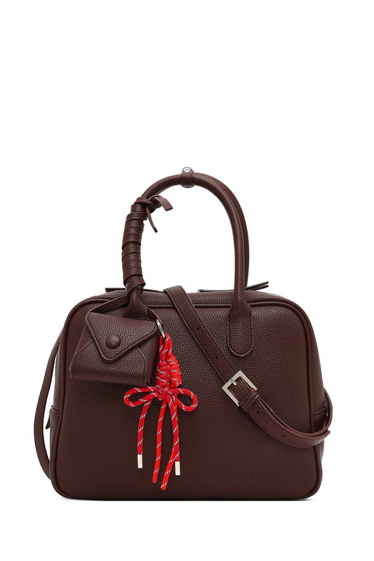 Kadın Bordo Uzun Askılı Charmlı Kol Çantası