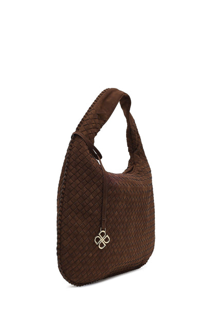 Kadın Kahverengi Örgülü Süet Omuz Çantası