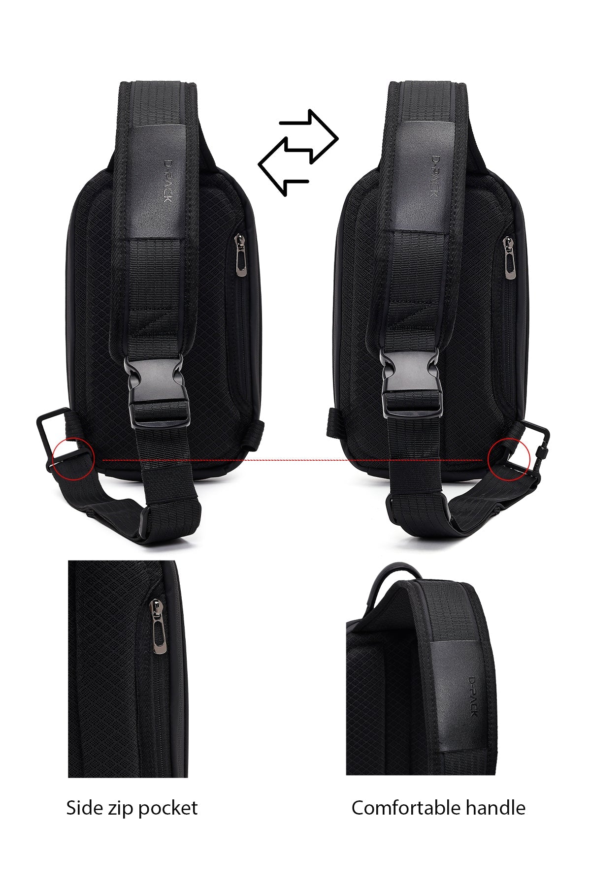 D-pack Unisex Siyah Mini Kumaş Çapraz Çanta