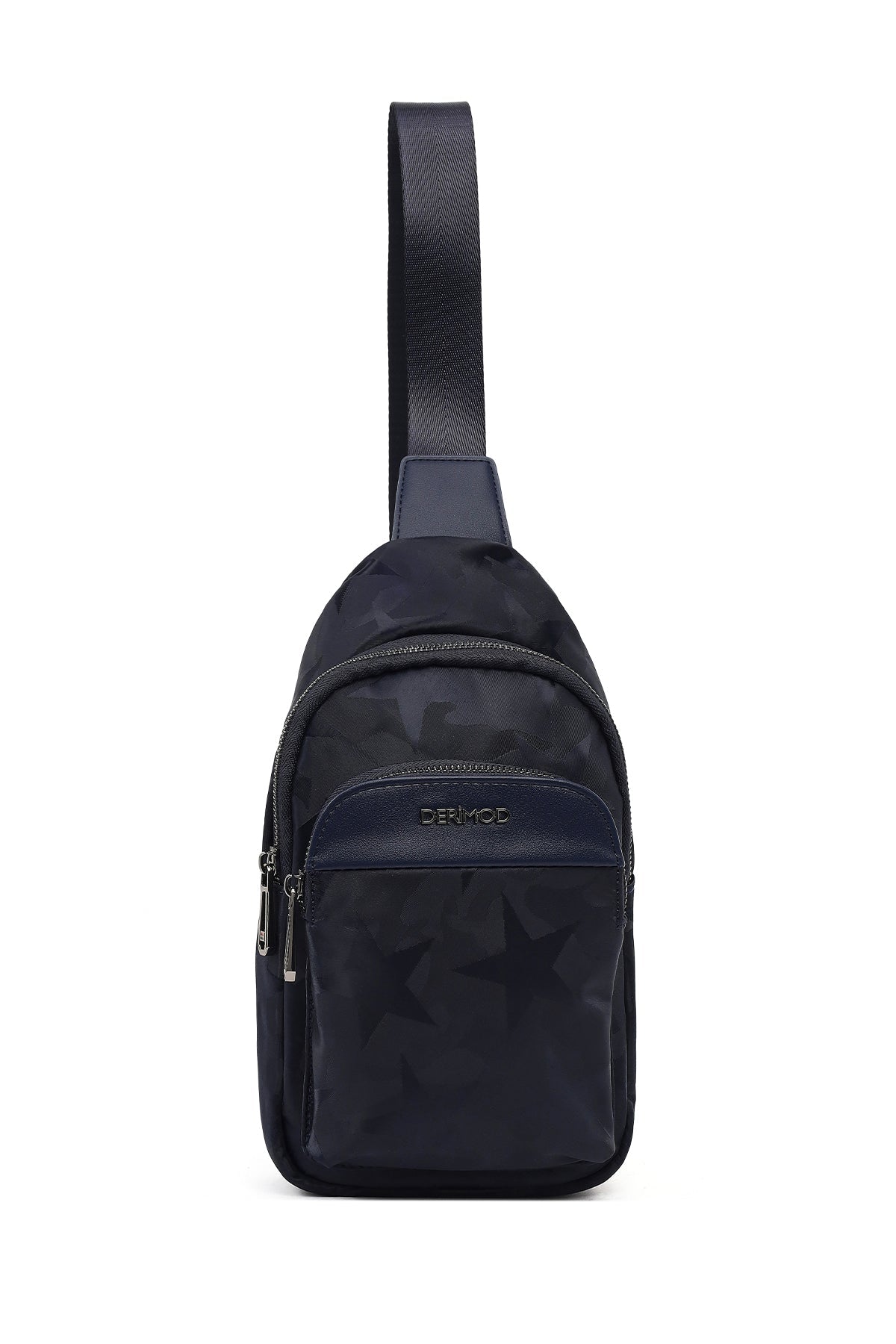Erkek Lacivert Baskılı Kumaş Çapraz Çanta