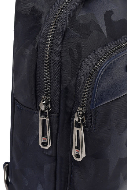 Erkek Lacivert Baskılı Kumaş Çapraz Çanta