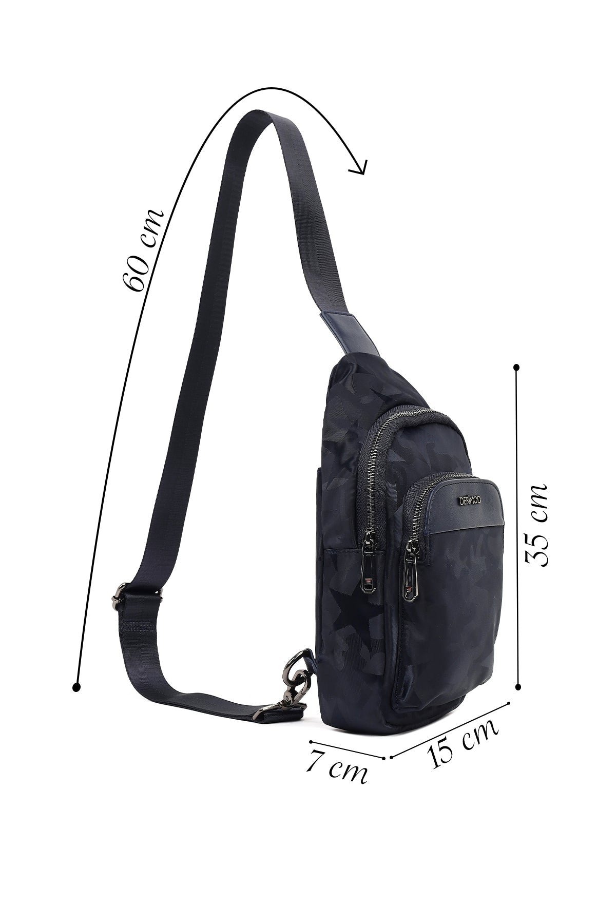 Erkek Lacivert Baskılı Kumaş Çapraz Çanta