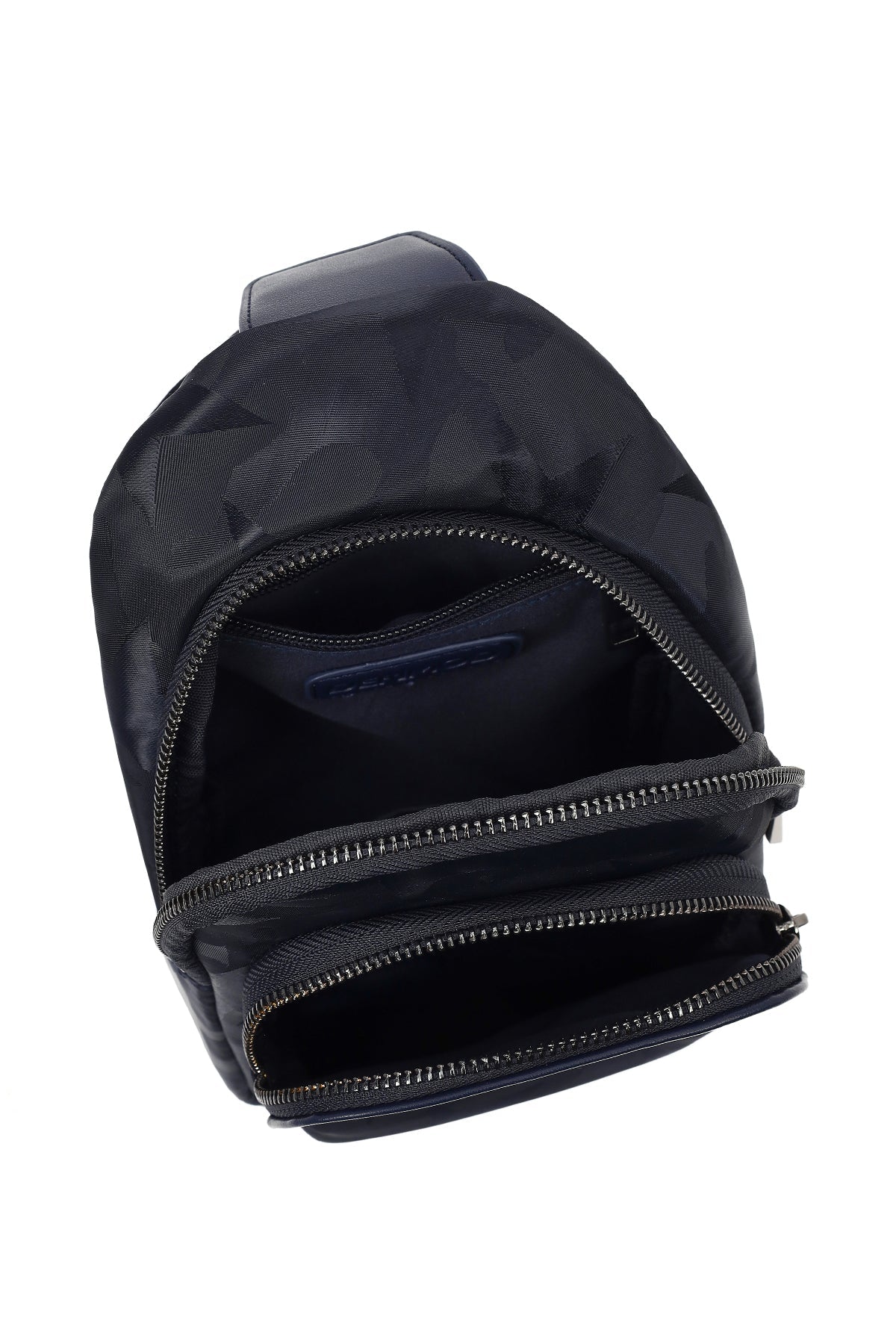 Erkek Lacivert Baskılı Kumaş Çapraz Çanta