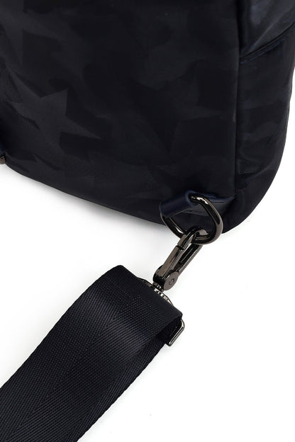 Erkek Lacivert Baskılı Kumaş Çapraz Çanta