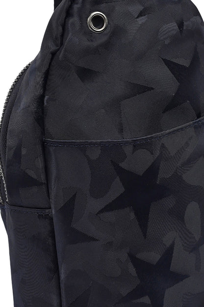 Erkek Lacivert Baskılı Kumaş Çapraz Çanta