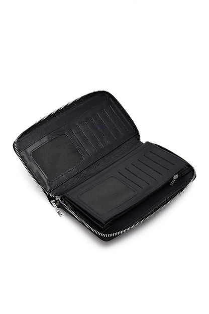 Erkek Siyah Deri Mini El Çantası