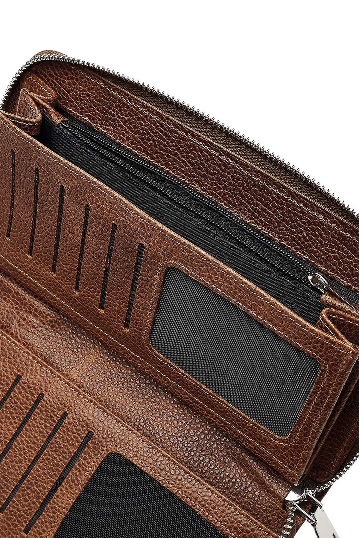 Erkek Kahverengi Mini Deri El Çantası