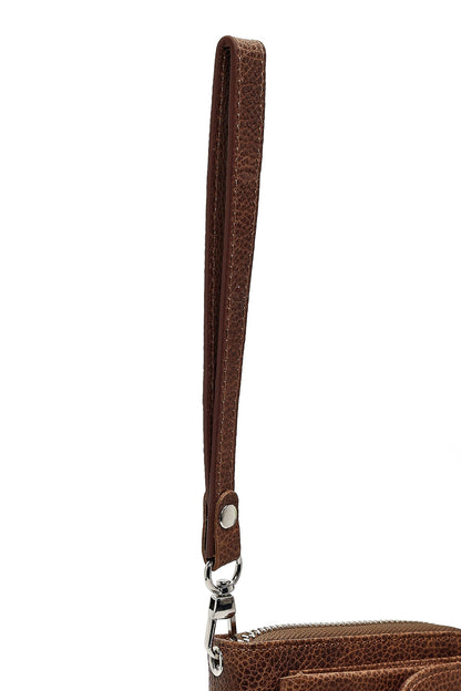 Erkek Kahverengi Mini Deri El Çantası