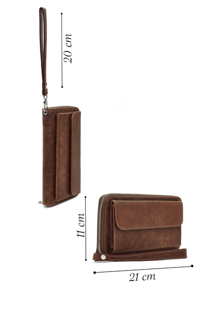 Erkek Kahverengi Mini Deri El Çantası
