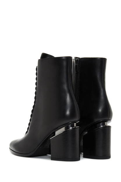 Kadın Siyah Fermuarlı Kalın Topuklu Deri Bot