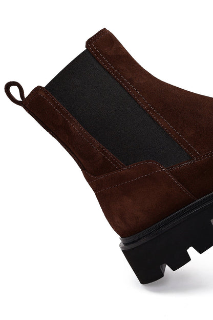 Kadın Kahverengi Süet Deri Chelsea Bot