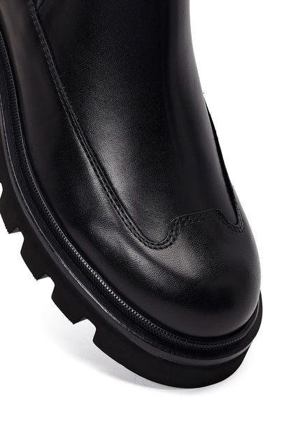 Kadın Siyah Deri Chelsea Bot