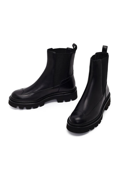 Kadın Siyah Deri Chelsea Bot