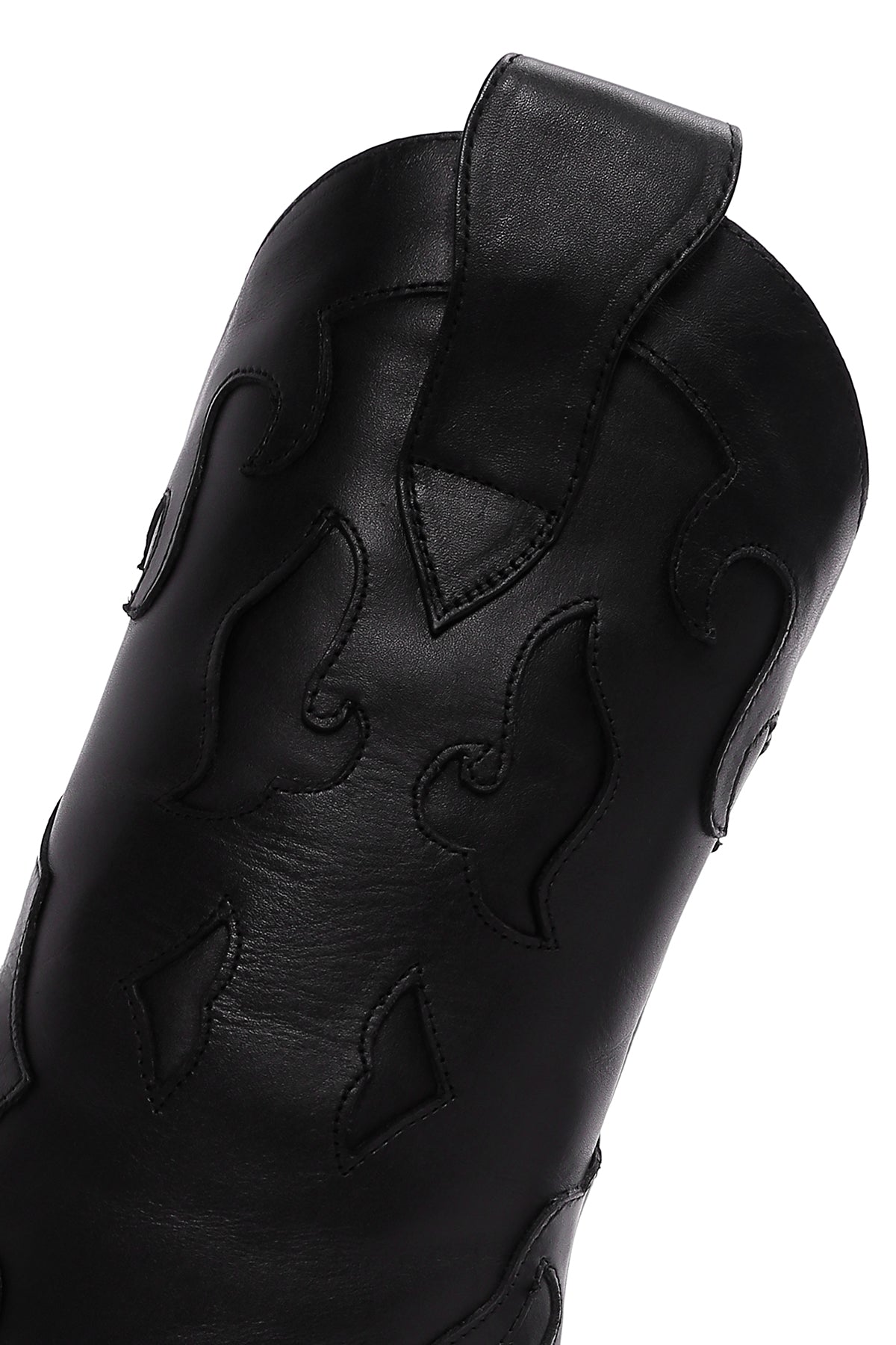 Kadın Siyah Desenli Ince Topuklu Deri Çizme