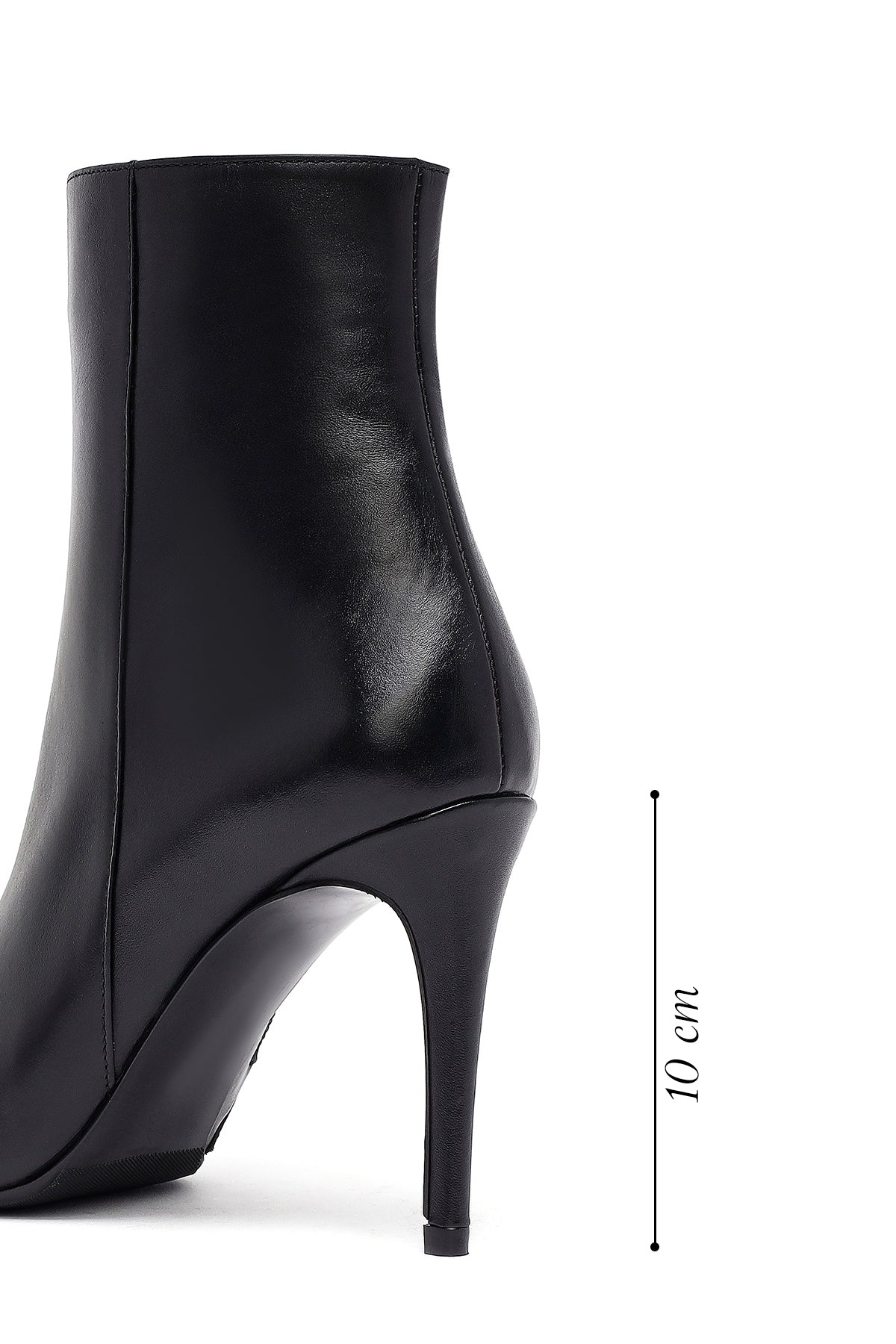 Kadın Siyah Fermuarlı Yüksek Ince Topuklu Deri Bot