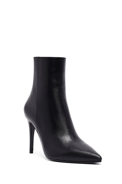 Kadın Siyah Fermuarlı Yüksek Ince Topuklu Deri Bot