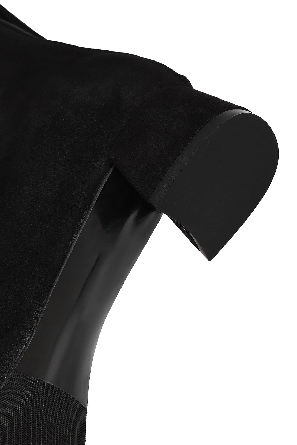 Kadın Siyah Fermuarlı Kısa Kalın Topuklu Süet Deri Bot