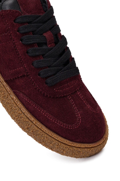 Kadın Bordo Süet Deri Sneaker