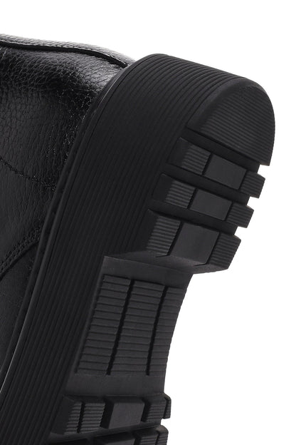 Kadın Siyah Deri Fermuarlı Postal Bot