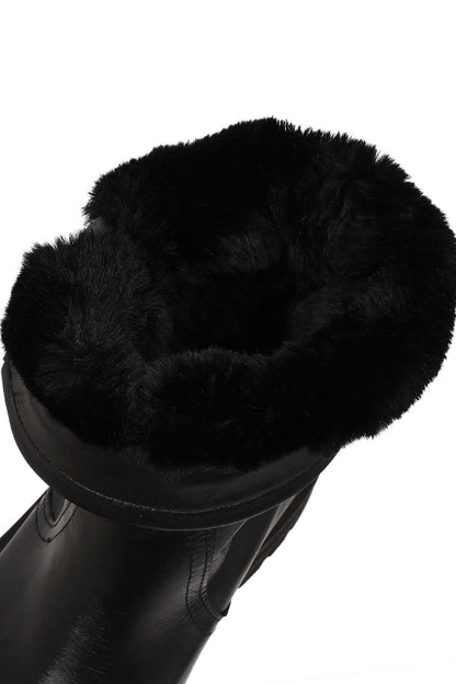 Kadın Siyah Deri Bot