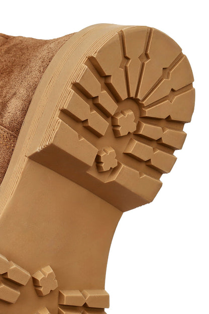 Kadın Taba Kalın Tabanlı Süet Deri Çizme