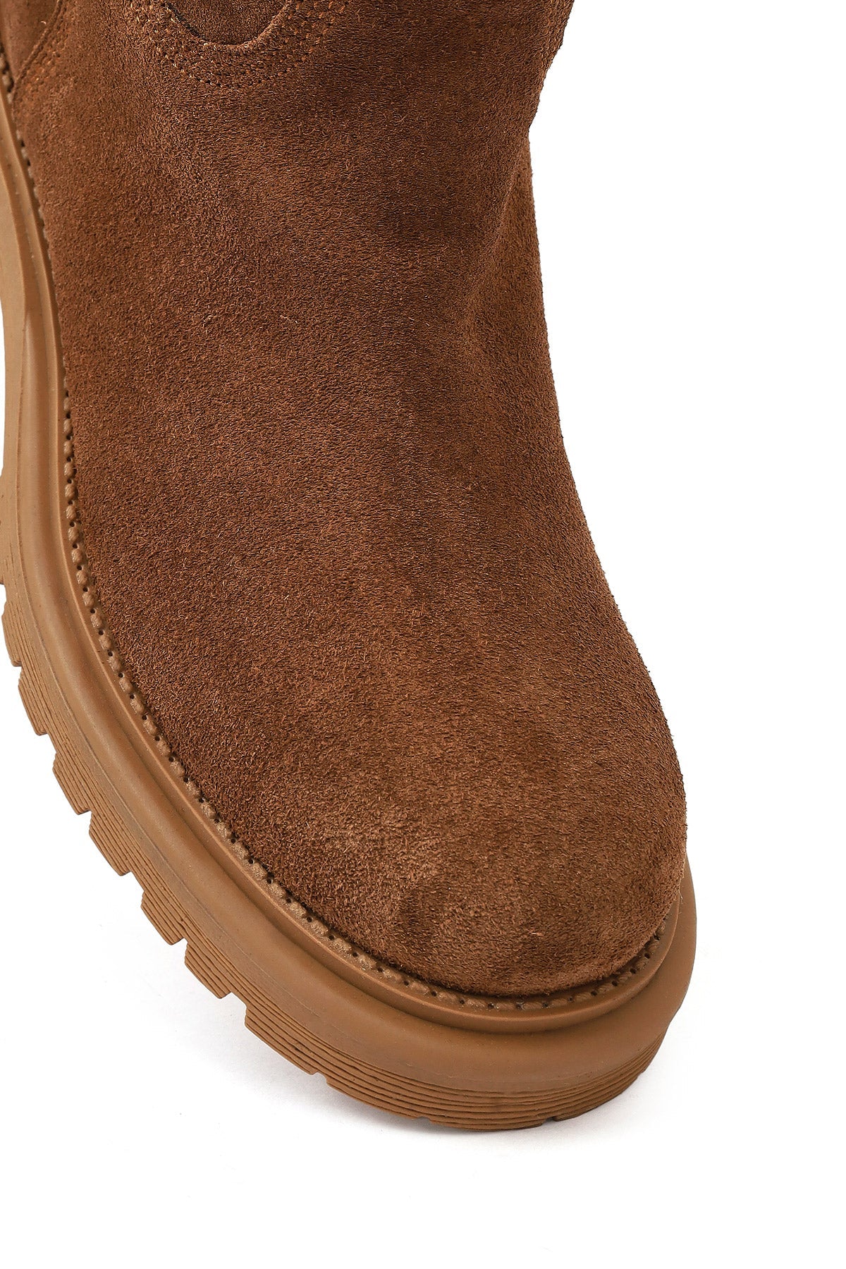 Kadın Taba Kalın Tabanlı Süet Deri Çizme