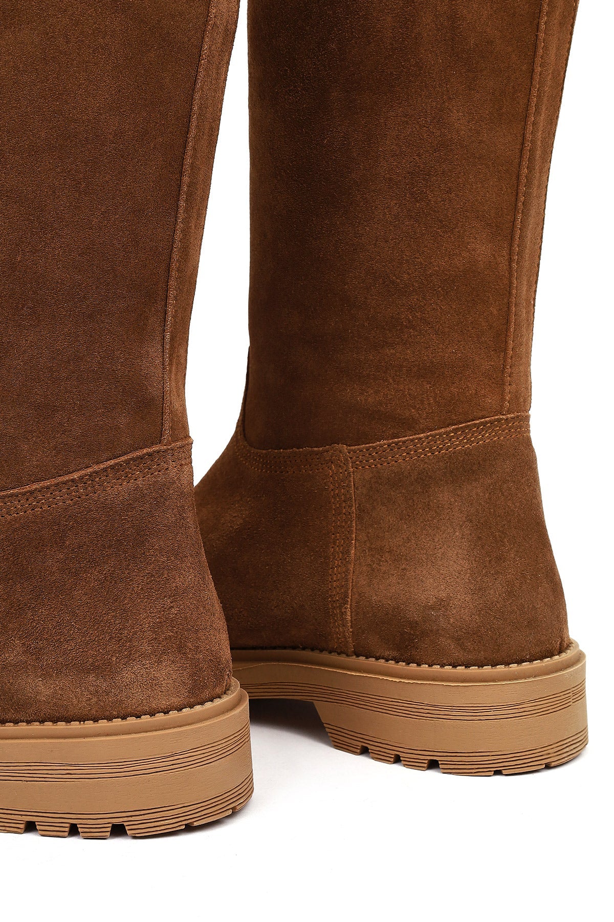 Kadın Taba Kalın Tabanlı Süet Deri Çizme