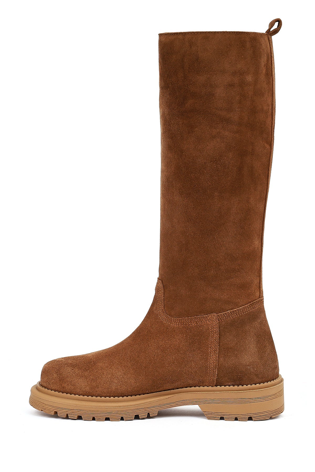 Kadın Taba Kalın Tabanlı Süet Deri Çizme