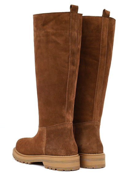 Kadın Taba Kalın Tabanlı Süet Deri Çizme
