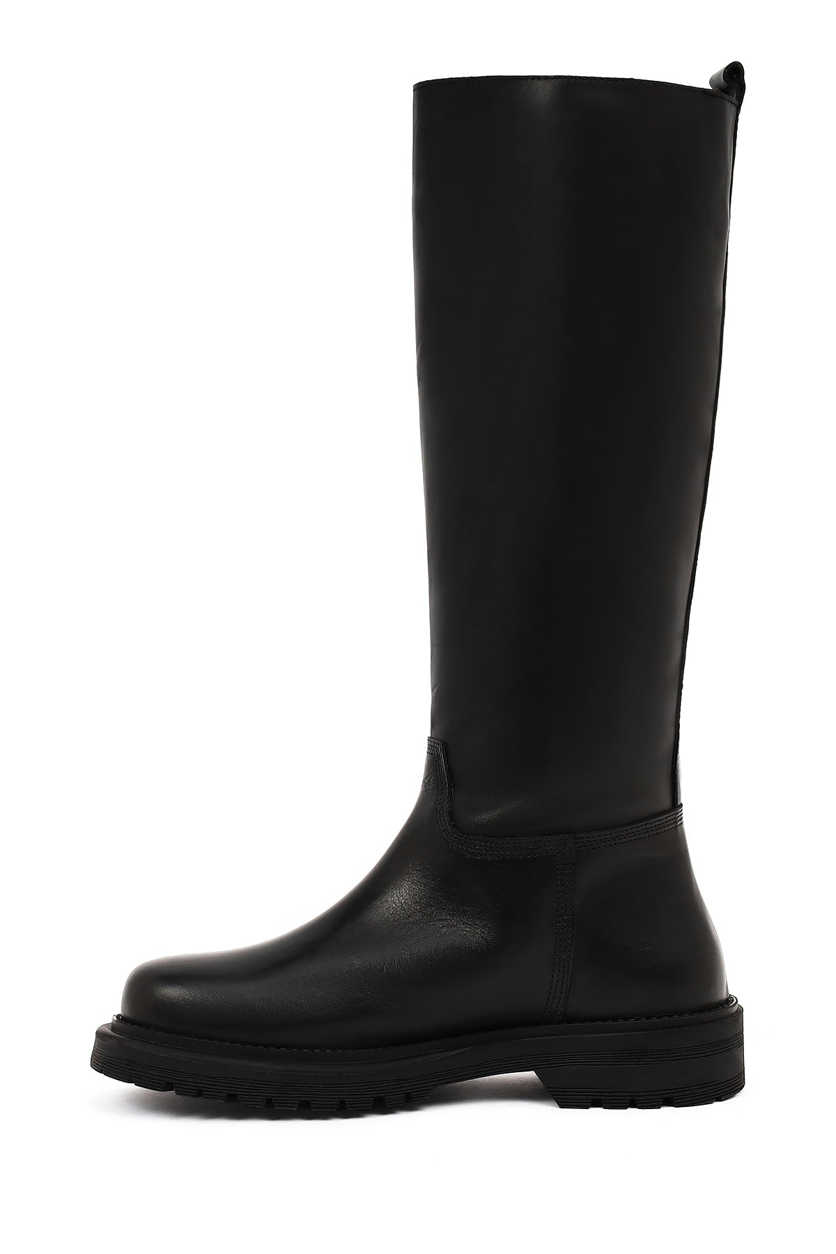 Kadın Siyah Kalın Tabanlı Deri Çizme