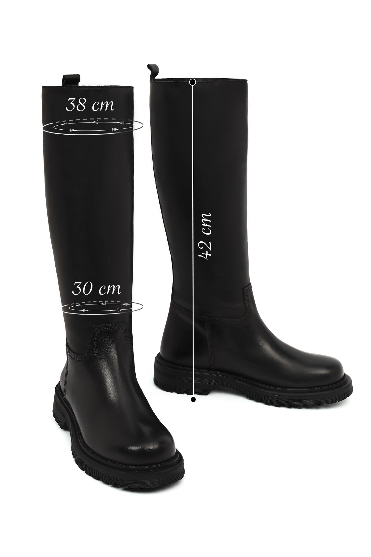 Kadın Siyah Kalın Tabanlı Deri Çizme