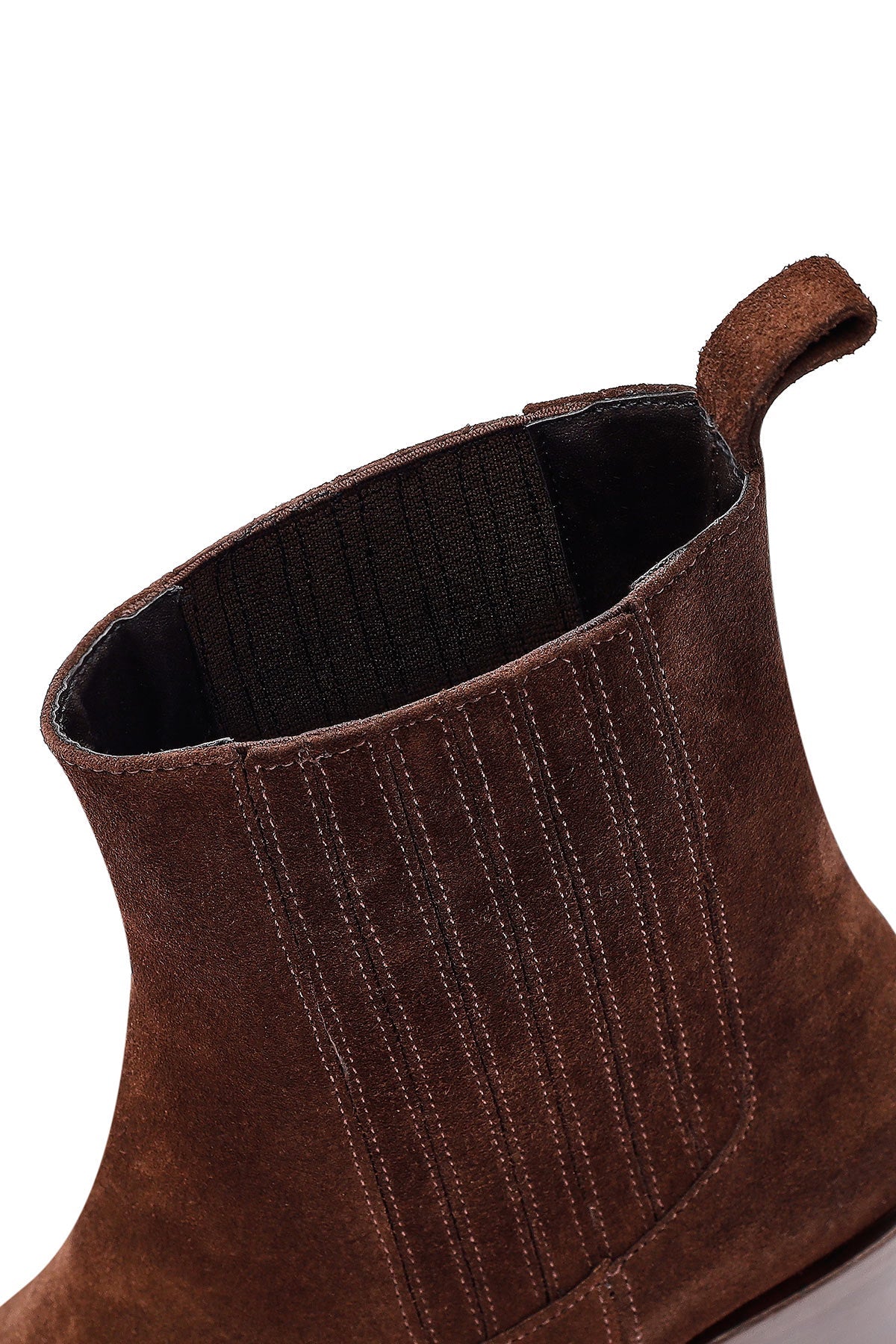 Kadın Kahverengi Kalın Topuklu Süet Deri Chelsea Bot