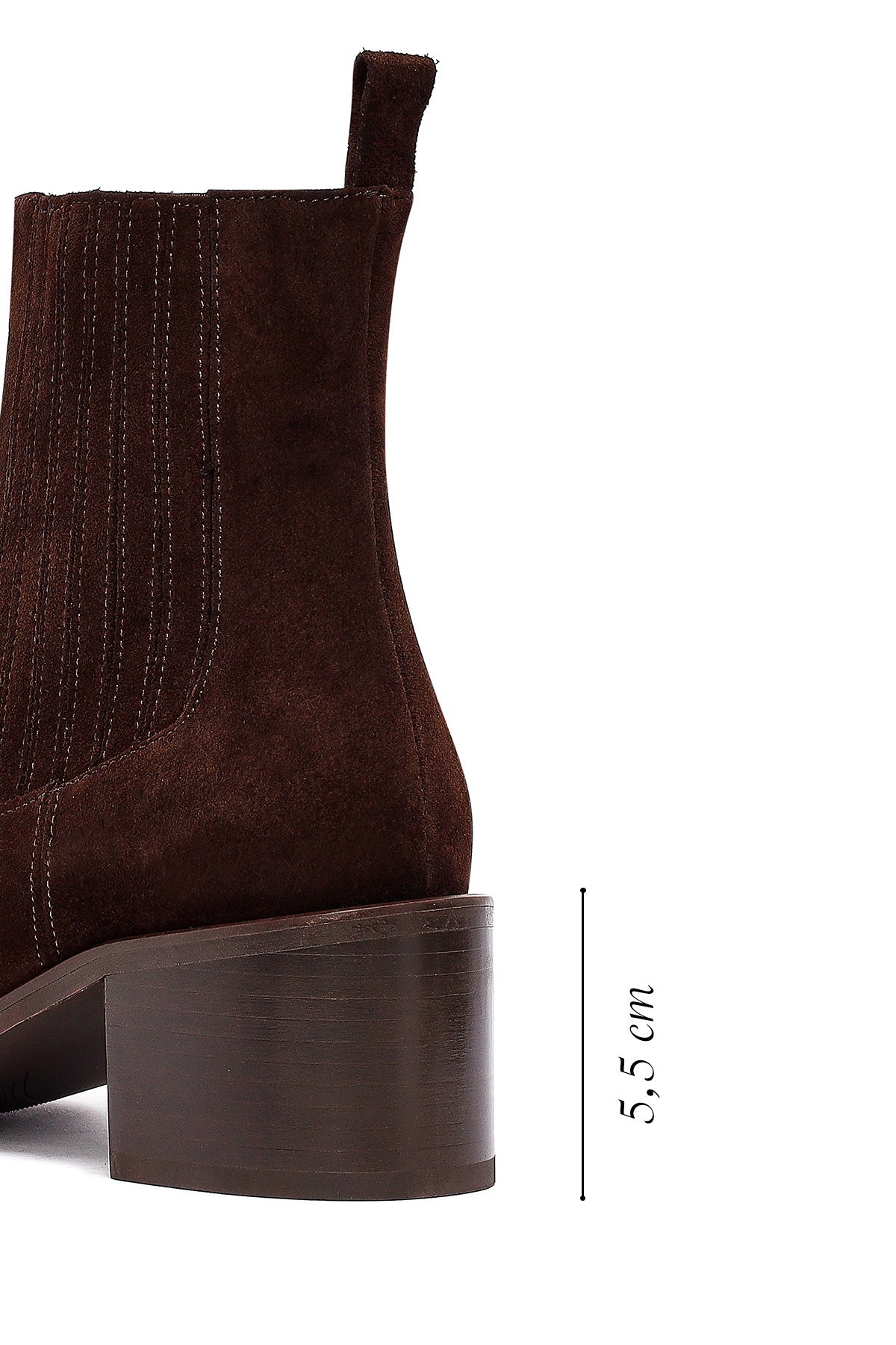Kadın Kahverengi Kalın Topuklu Süet Deri Chelsea Bot