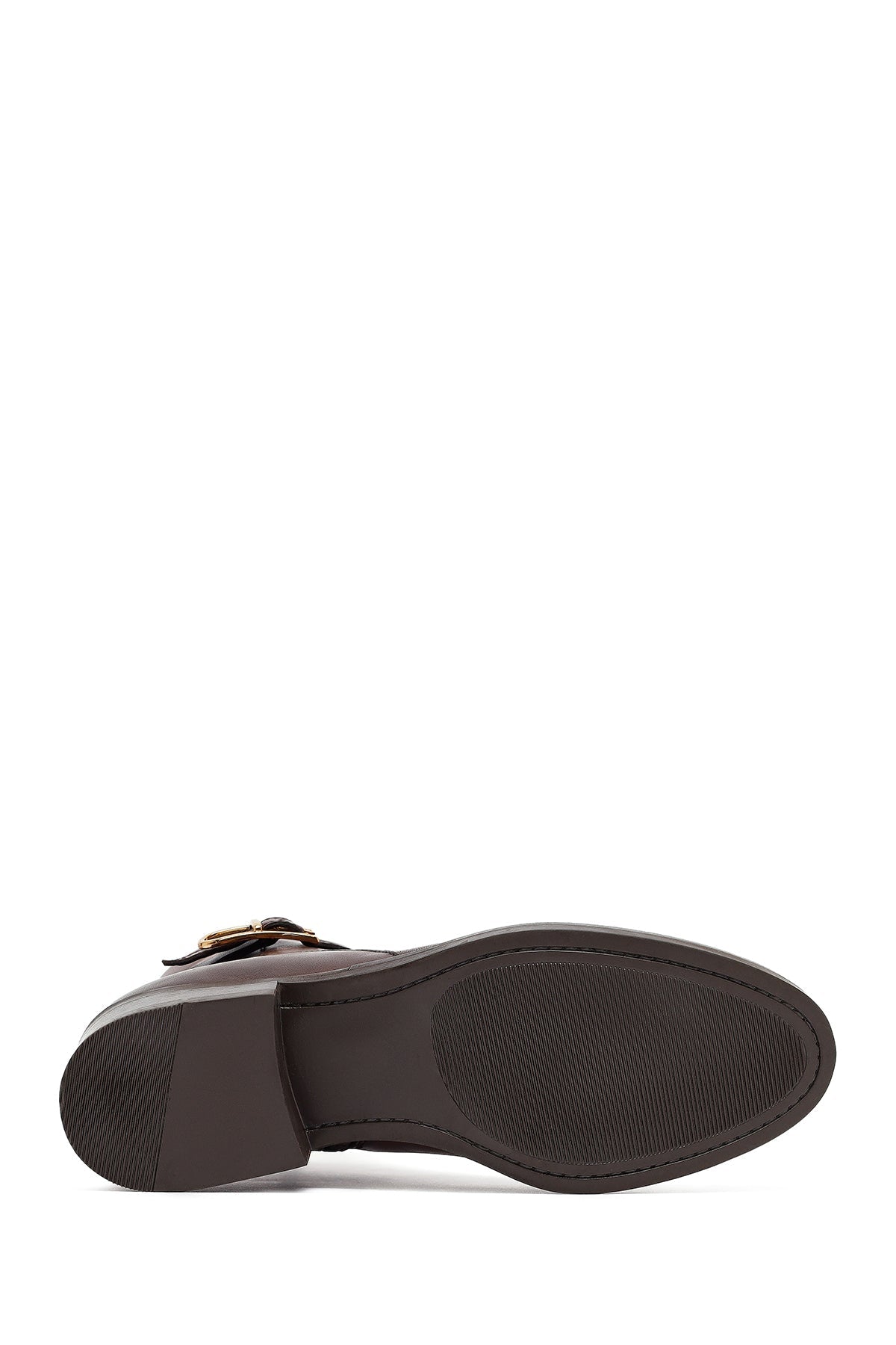 Kadın Kahverengi Fermuarlı Deri Bot