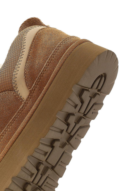 Kadın Camel Bağcıklı Kalın Tabanlı Tüylü Süet Deri Teddy Sneaker