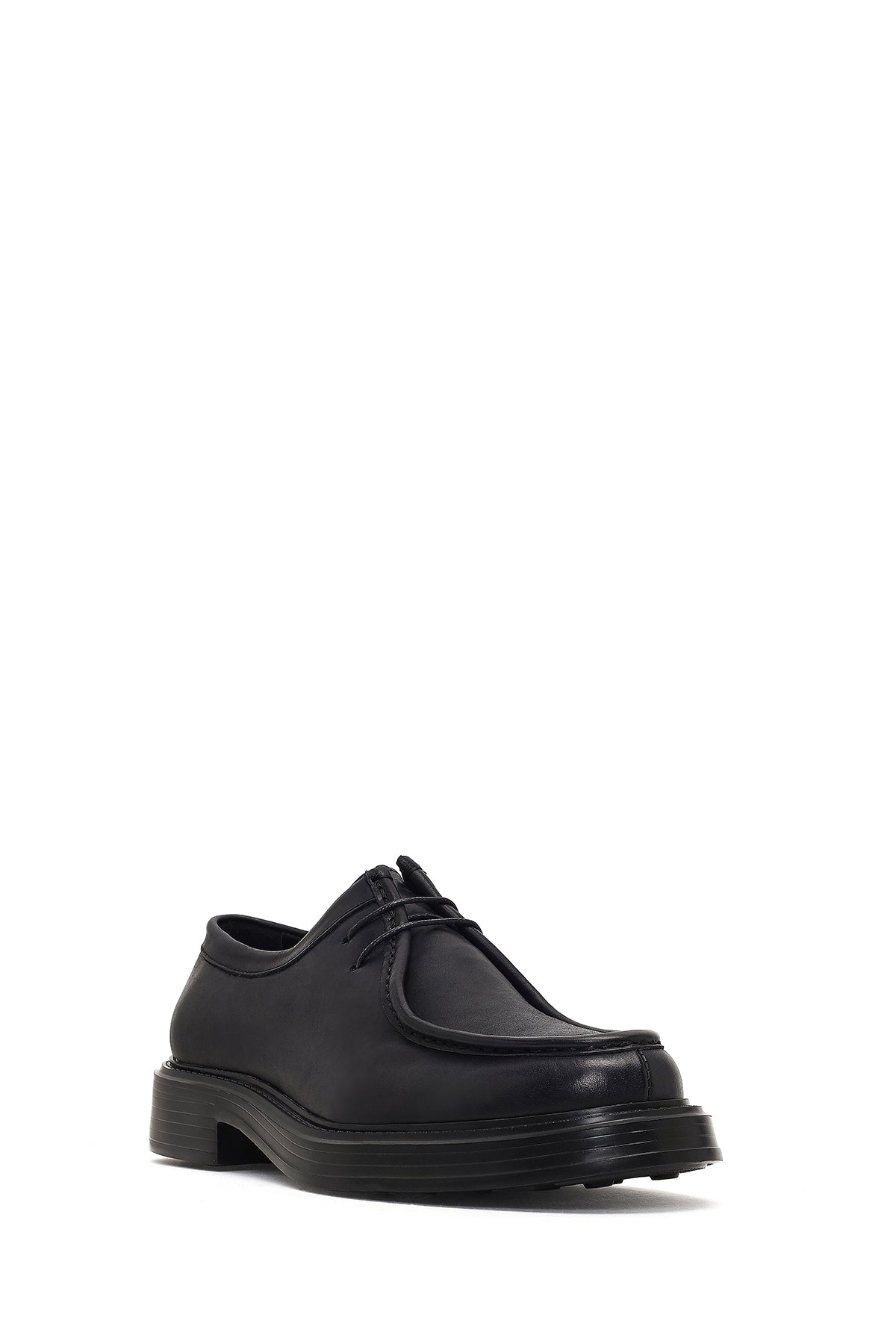 Erkek Siyah Bağcıklı Kalın Tabanlı Deri Casual Ayakkabı