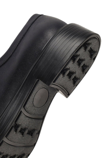 Erkek Siyah Bağcıklı Kalın Tabanlı Deri Casual Ayakkabı