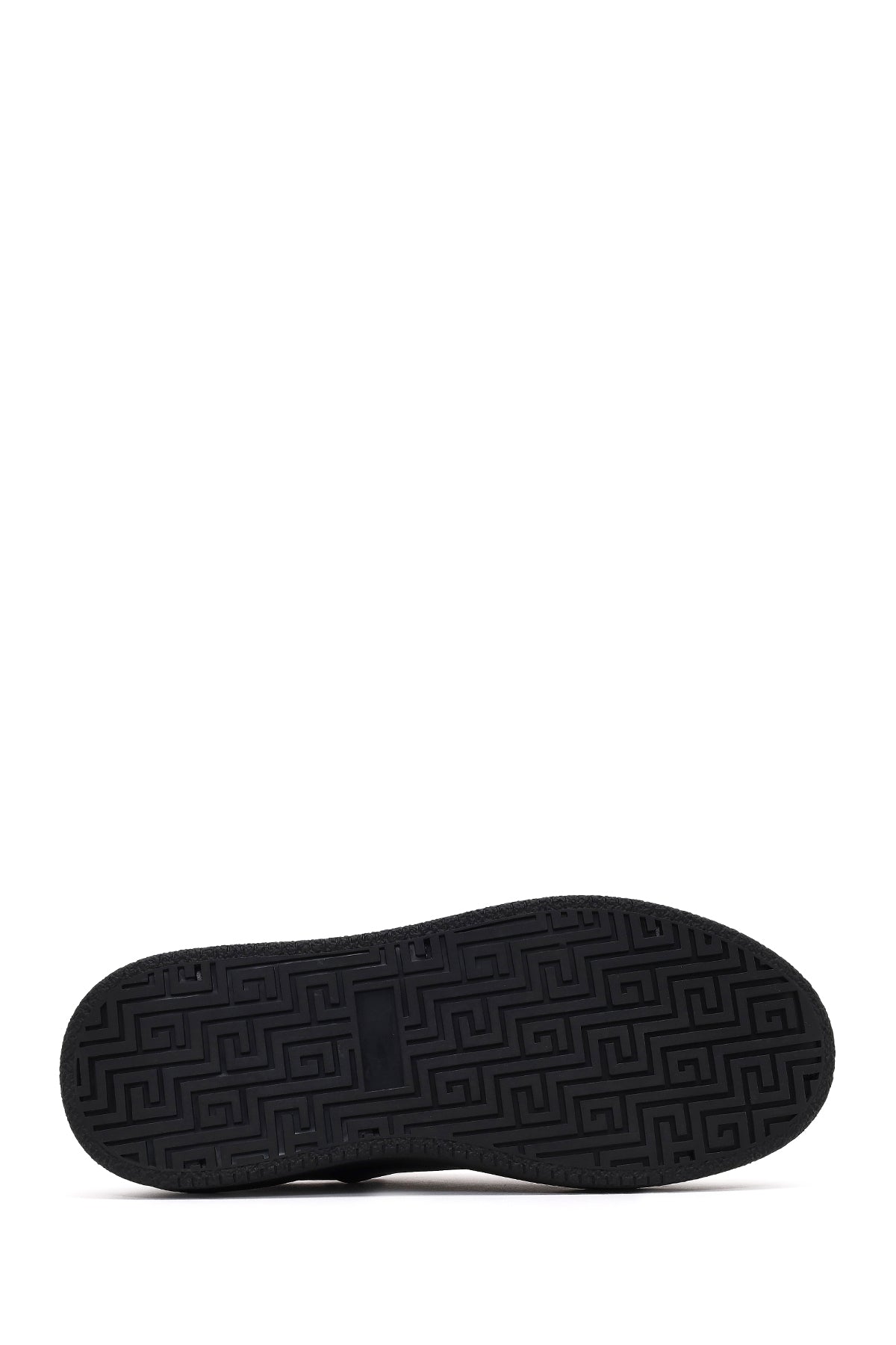 Erkek Siyah Bağcıklı Kalın Tabanlı Deri Sneaker