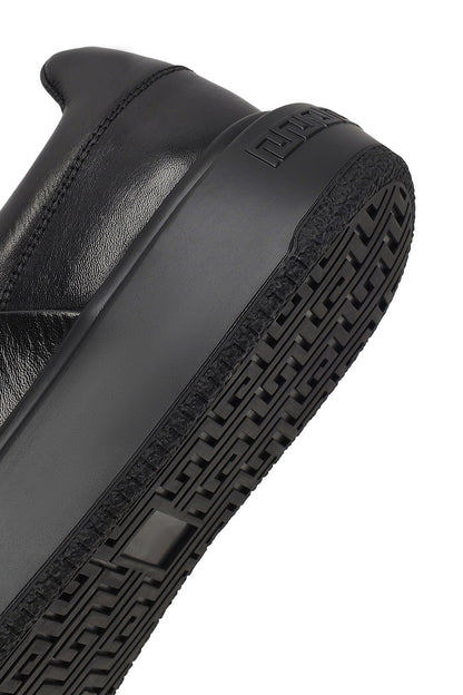 Erkek Siyah Bağcıklı Kalın Tabanlı Deri Sneaker