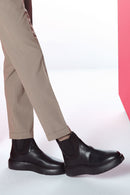 Erkek Siyah Kalın Tabanlı Deri Chelsea Bot